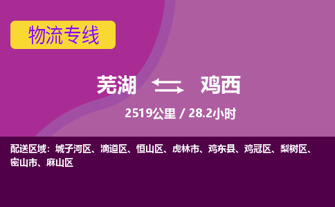 芜湖到鸡西物流公司要几天_芜湖到鸡西物流专线价格_芜湖至鸡西货运公司电话