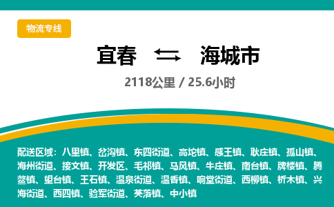 宜春到海城市物流公司要几天_宜春到海城市物流专线价格_宜春至海城市货运公司电话